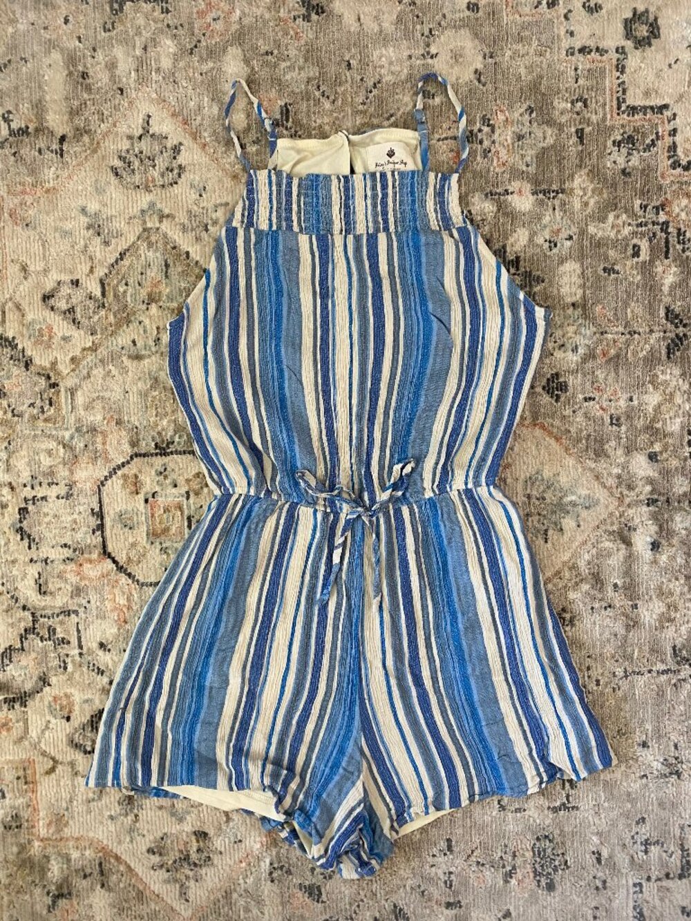 Betsey's Boutique Shop blue striped romper